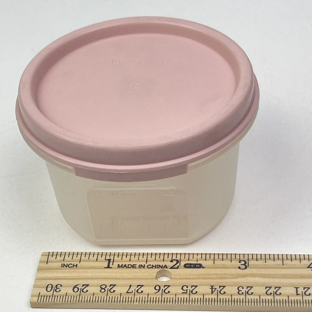 Tupperware Snack Cups 4 oz. Container 1807 Pink Lid Vintage Sure Seal